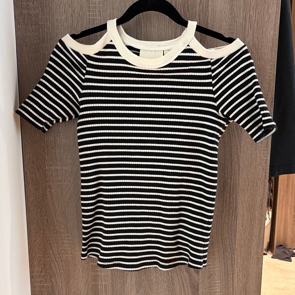 Maeve Striped Black and White Top